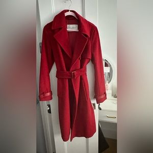 MaxMara Red Alpaca Wool Trench Coat